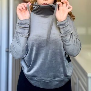 BLACK TAPE Steel Grey Velvet Hoodie